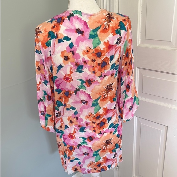 Impeccable Pig Floral Kimono Cardigan Swim Cover size Small - Picture 2 of 4